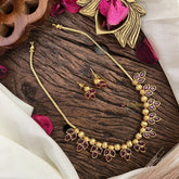 Unique Gold Alike Red AD Stone Nechpiece-Leaf-G14502